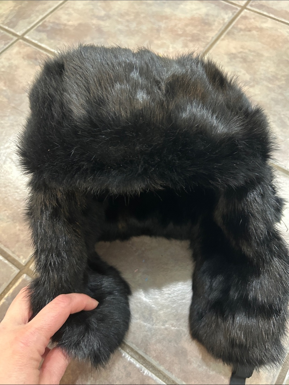 Lux Real Fur Trapper Hat - Black